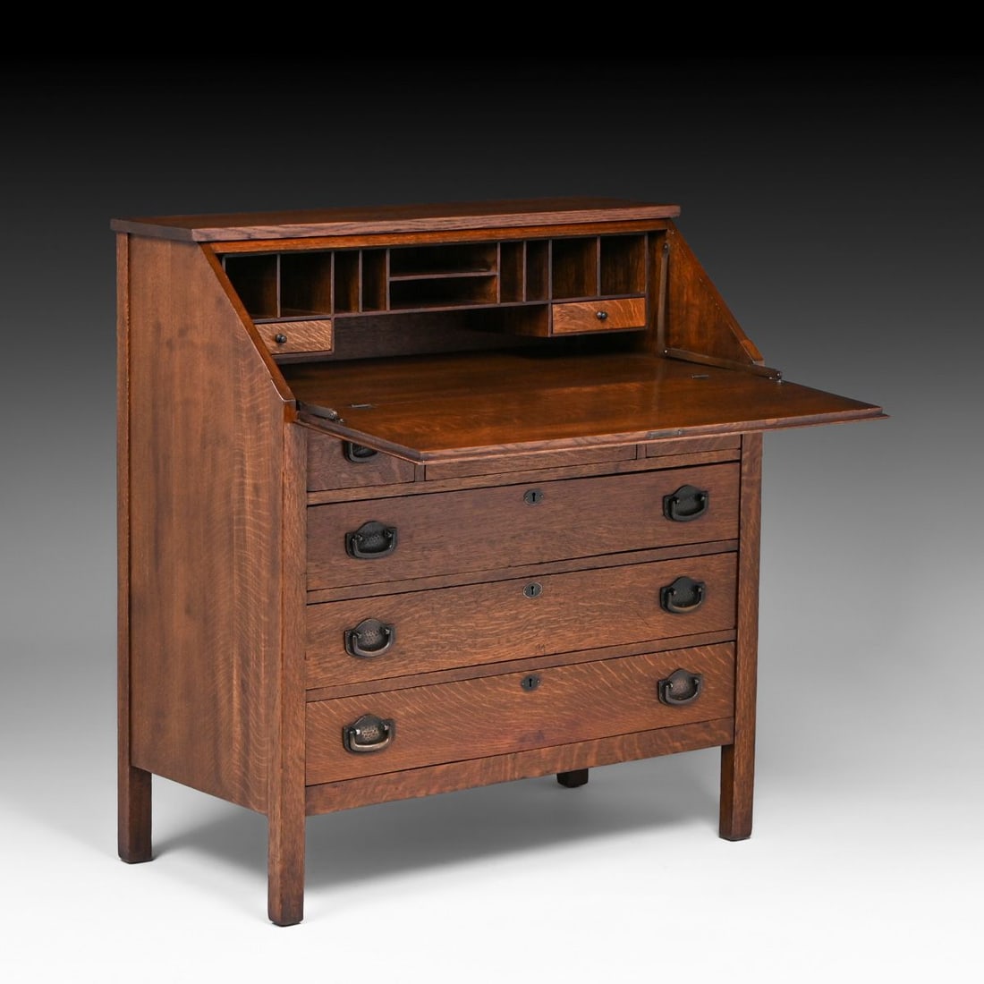 Grand Rapids Oak Six-Drawer Dropfront Desk c1910 - 2