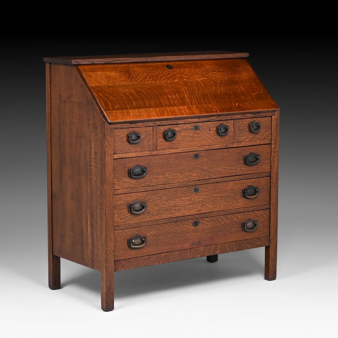 Grand Rapids Oak Six-Drawer Dropfront Desk c1910 - 3