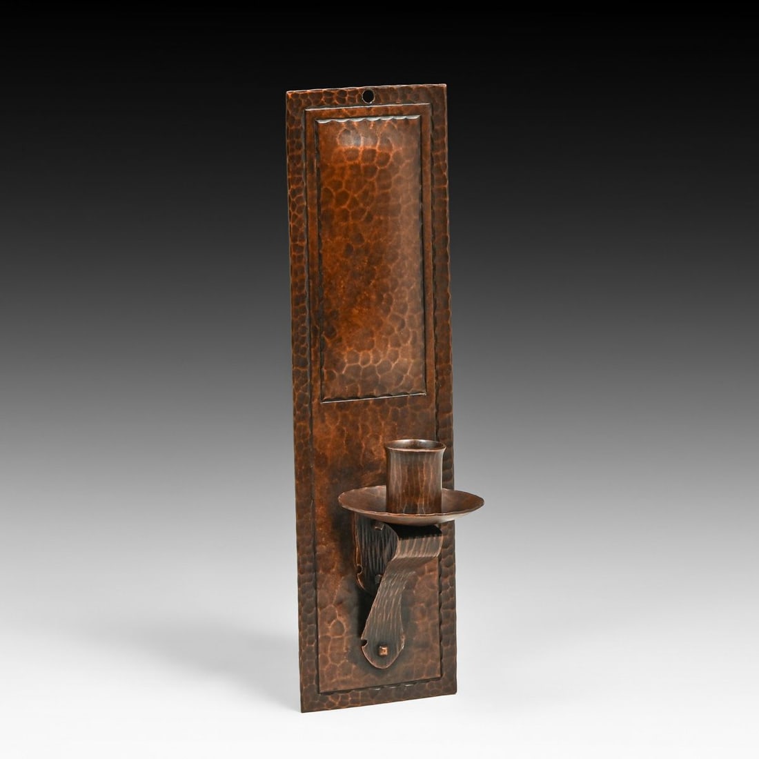 Roycroft Hammered Copper Rectangular Candle Sconce c1915 - 2