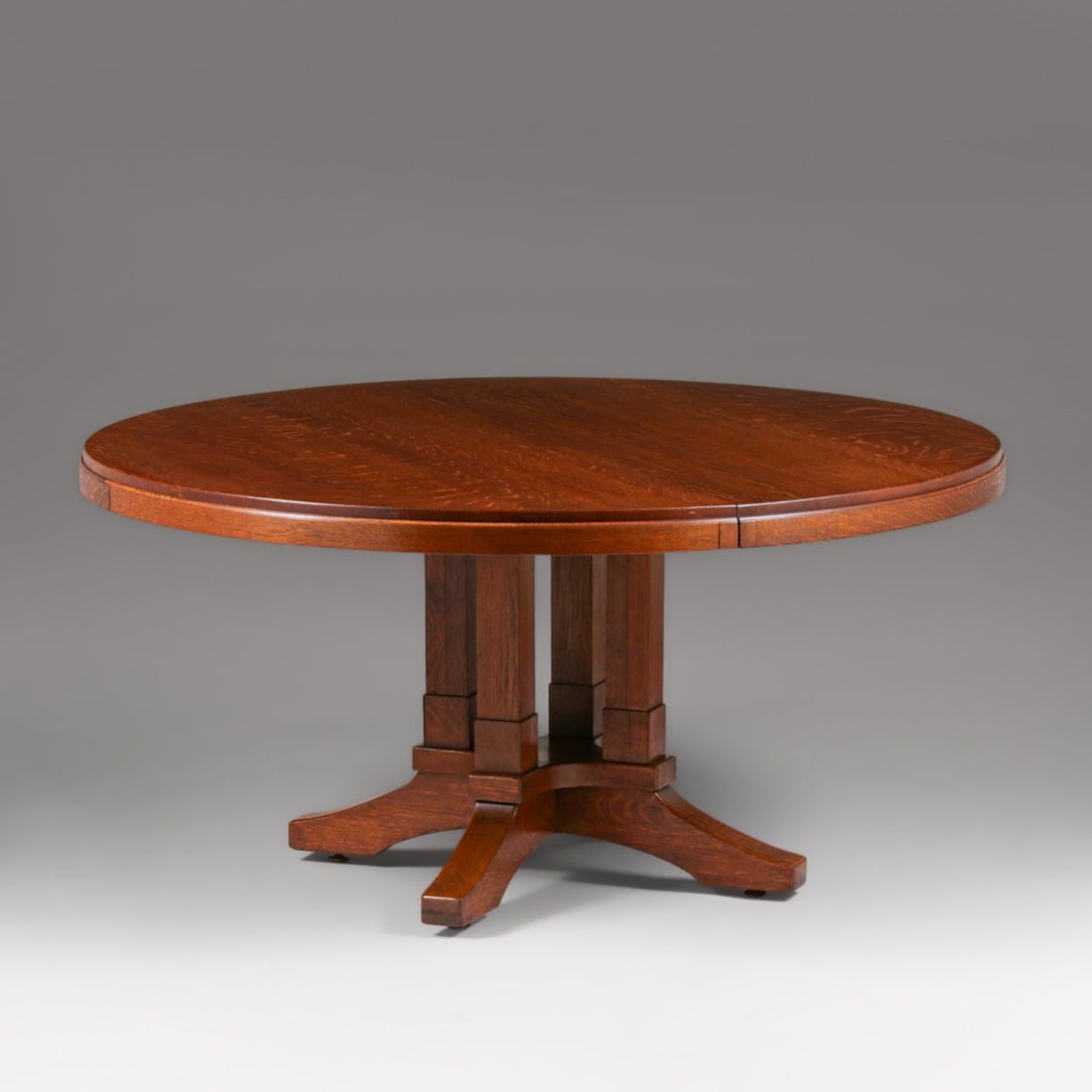 Limbert Prairie School 60"d Pedestal Dining Table c1910 - 4