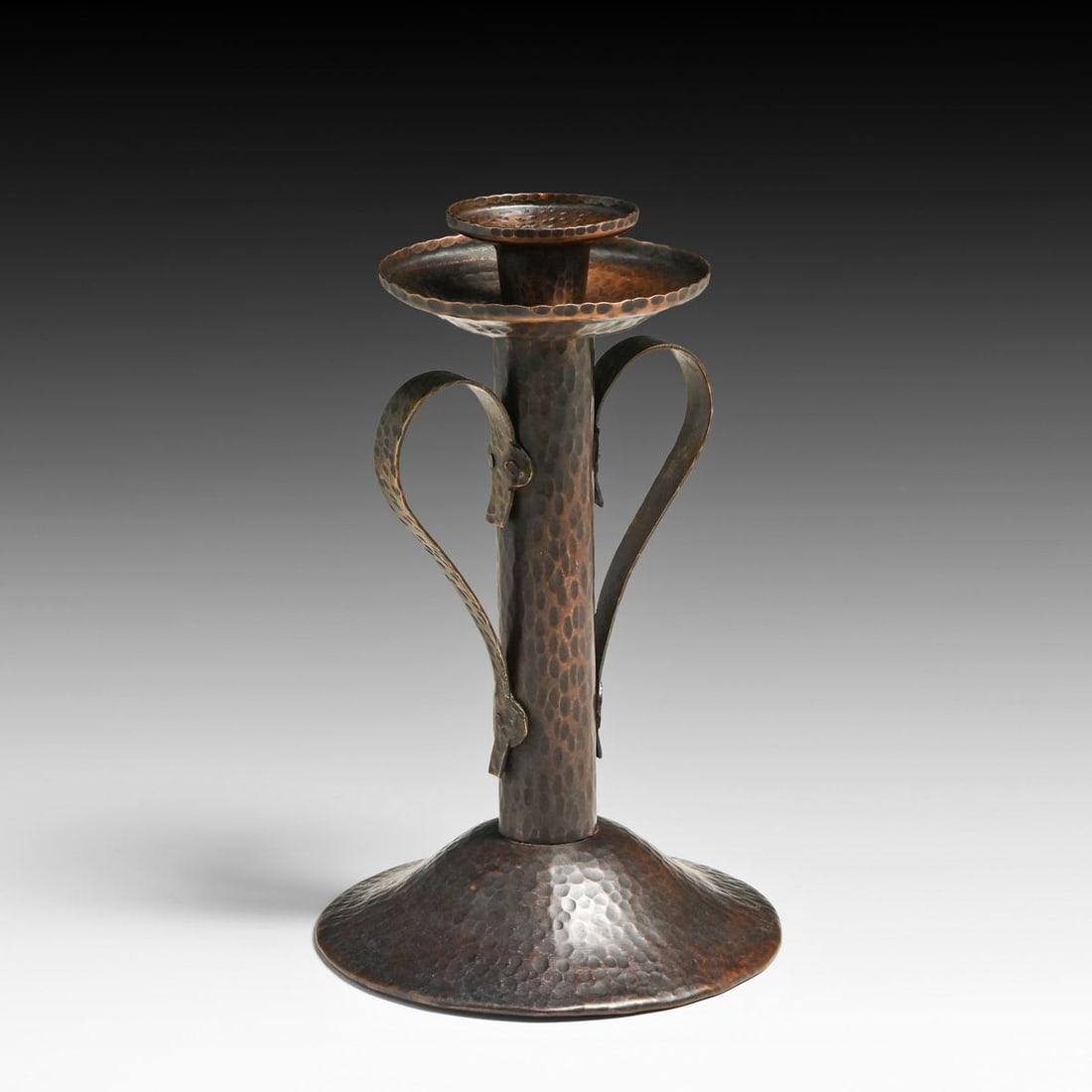 Benedict Studios Hammered Copper Candlestick c1910 - 2