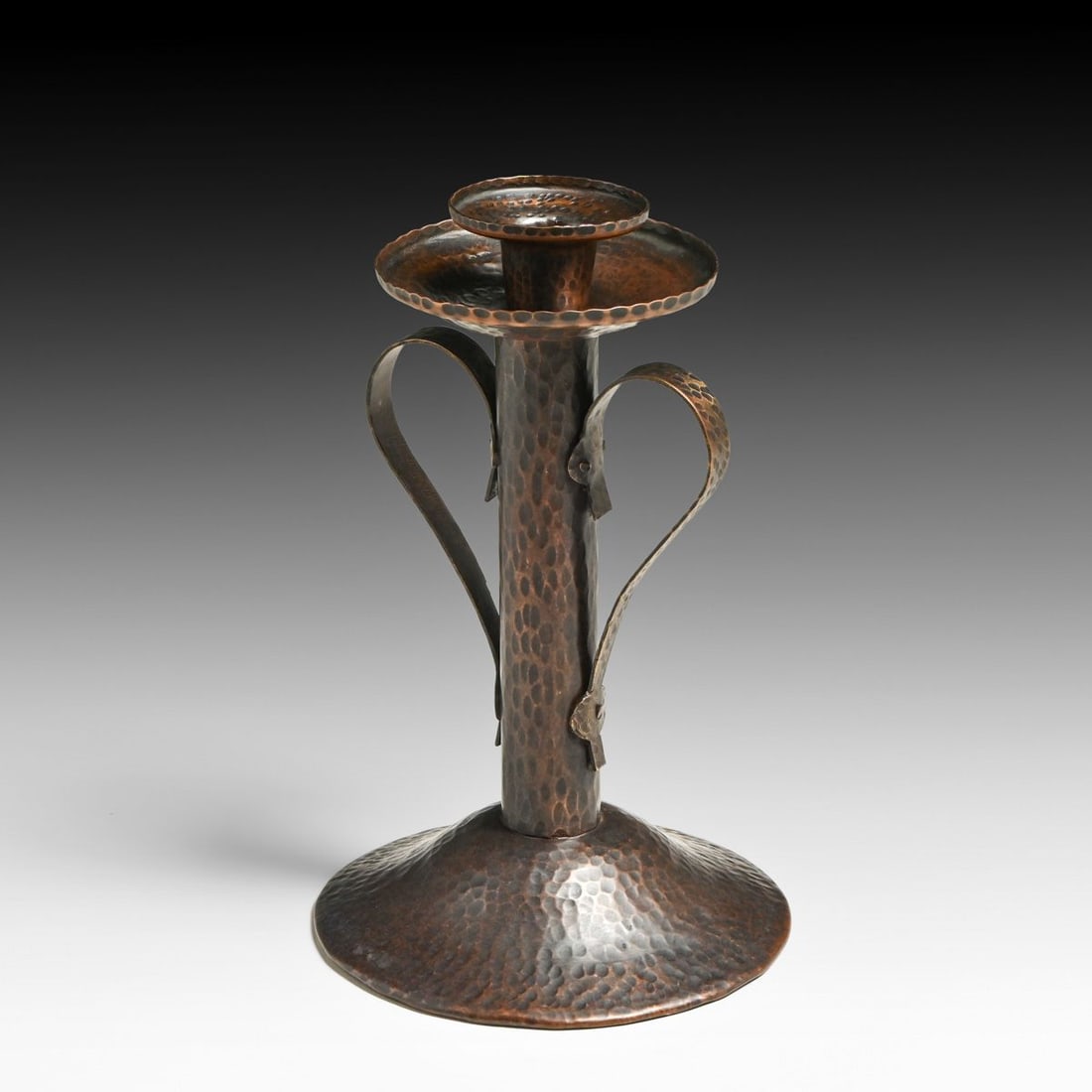 Benedict Studios Hammered Copper Candlestick c1910 - 3