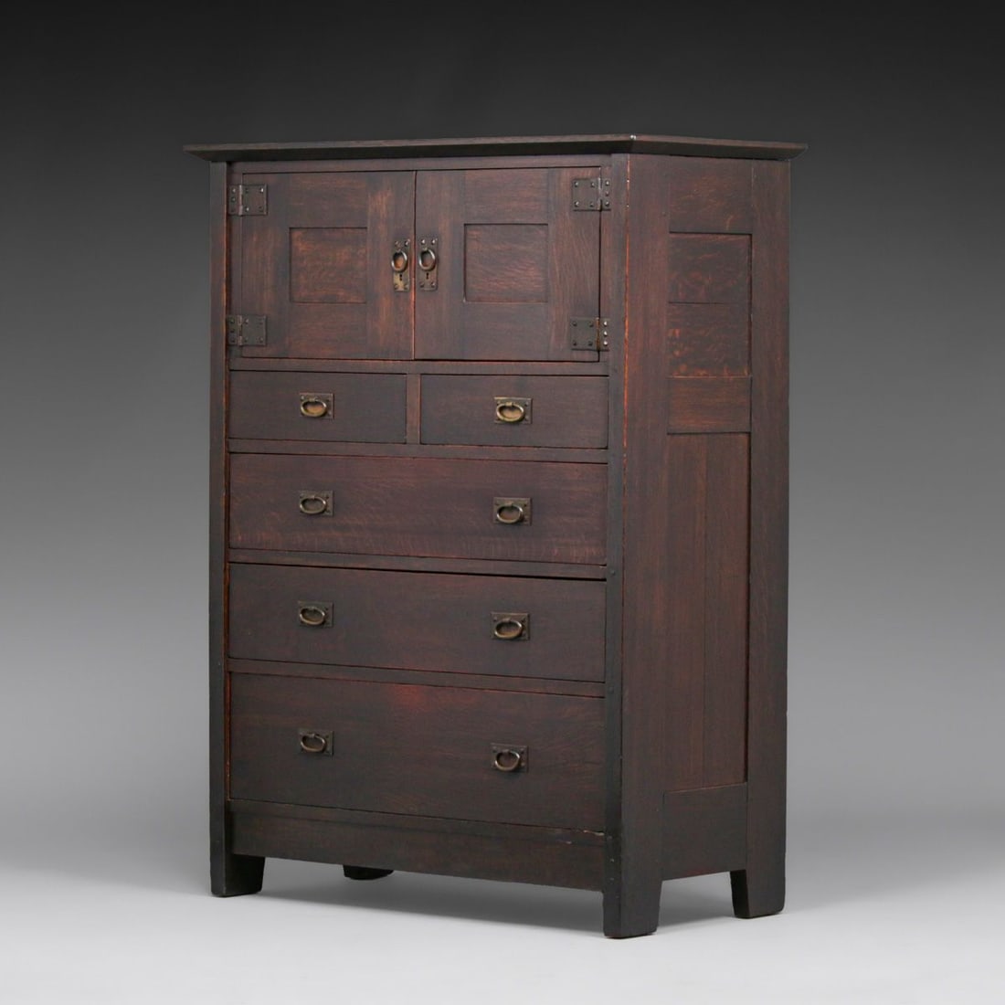 Rare Gustav Stickley #614 Chest of Drawers c1902: Rare Gustav Stickley #614 Chest of Drawers c1902. Signed with large early red decal. Color added to excellent original finish. 62?h x 42?w x 22? FREE NATIONWIDE SHIPPING Free Nationwide Shipping withi