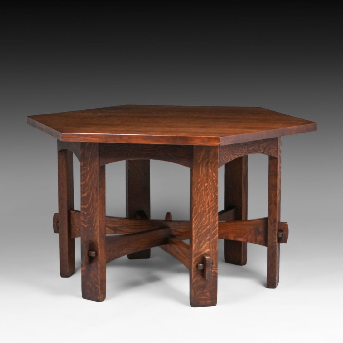 Gustav Stickley #625 Oak Hexagonal Library Table c1905 (1 of 6)