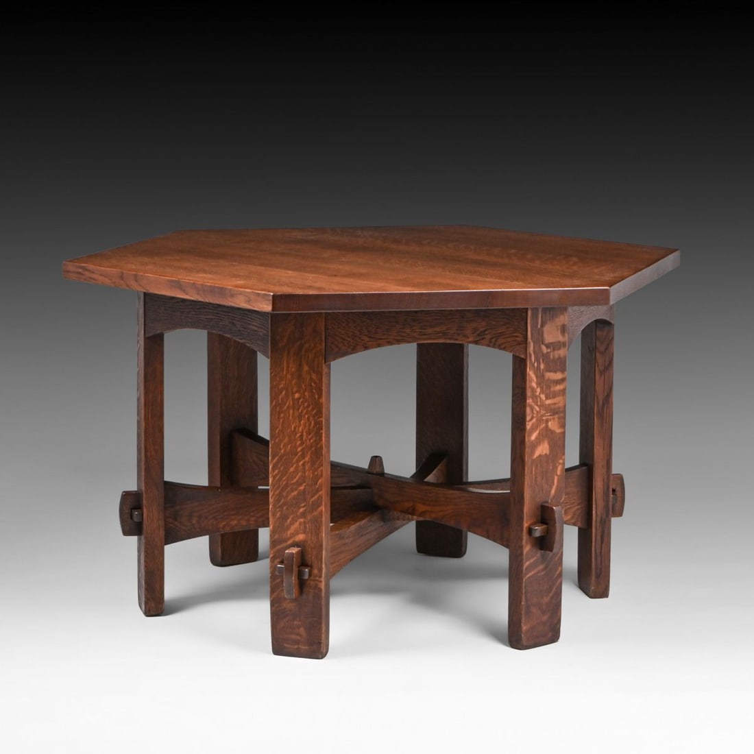 Gustav Stickley #625 Oak Hexagonal Library Table c1905 - 2