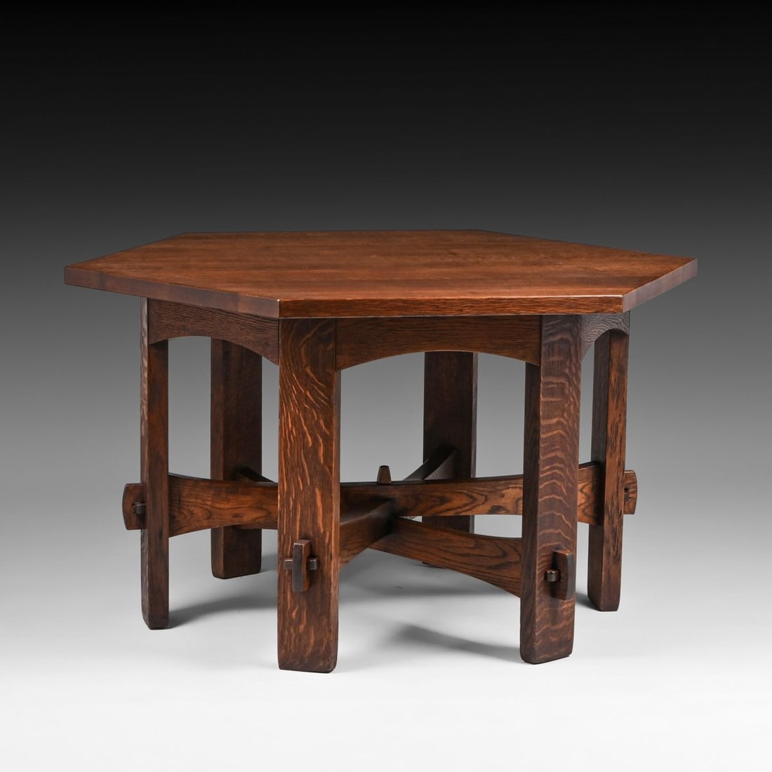 Gustav Stickley #625 Oak Hexagonal Library Table c1905 - 4