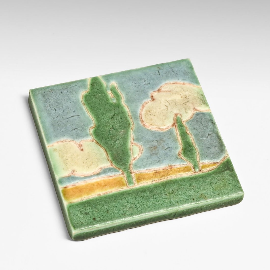 Grueby – Pardee Tile Works Landscape Tile c1917-1920 - 2