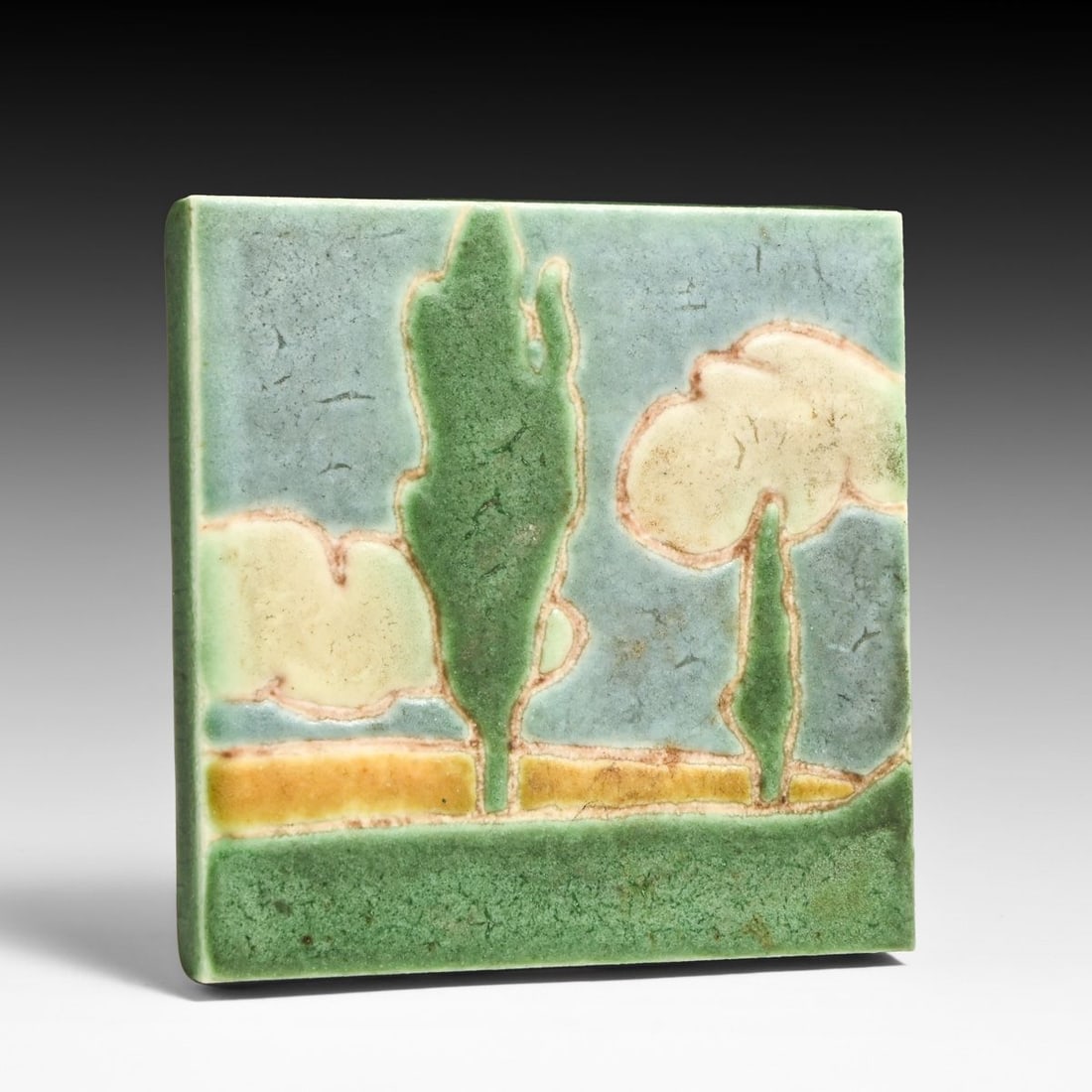 Grueby – Pardee Tile Works Landscape Tile c1917-1920 - 3