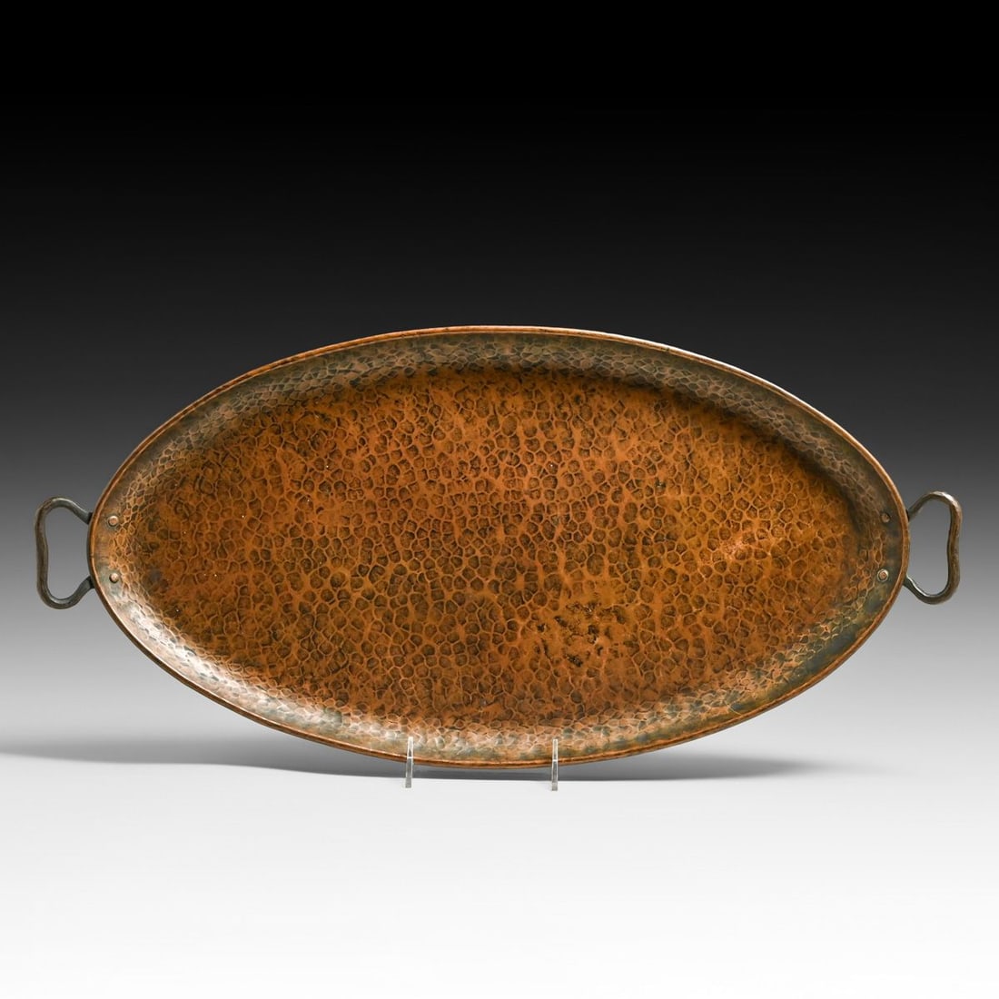 Gustav Stickley Hammered Copper Two-Handled Oval Tray c1910 (1 of 5)