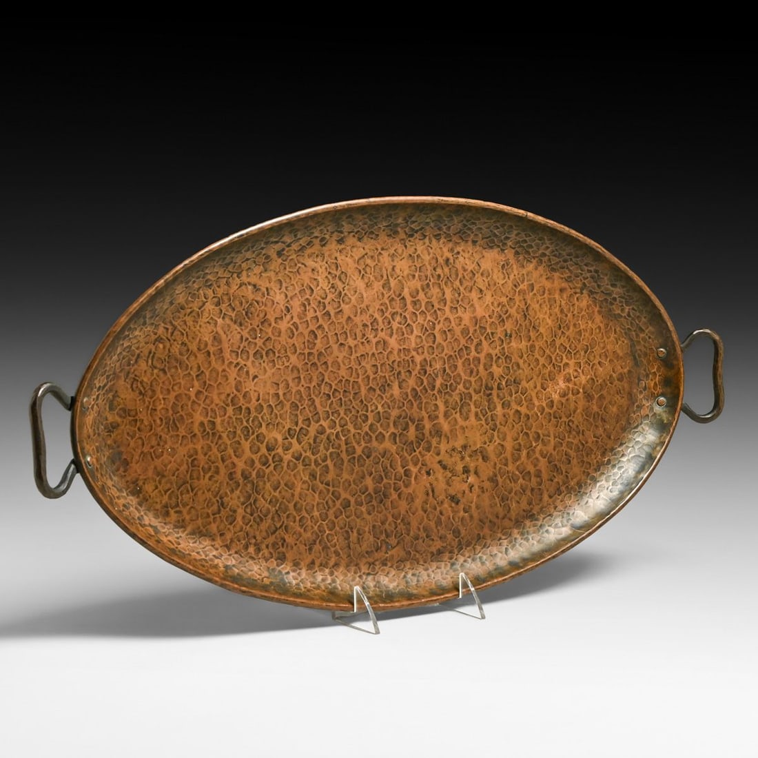 Gustav Stickley Hammered Copper Two-Handled Oval Tray c1910 - 3