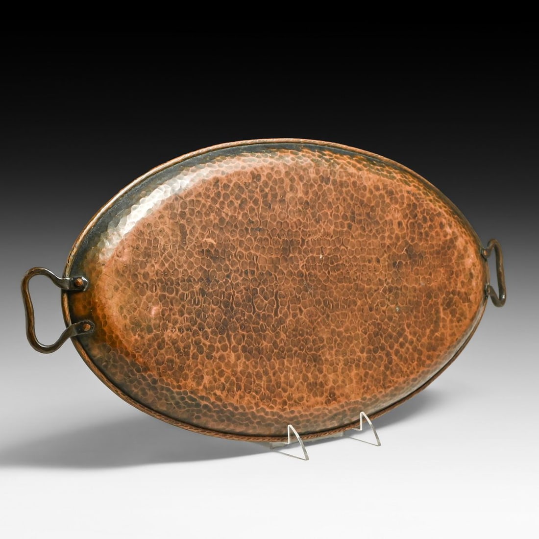 Gustav Stickley Hammered Copper Two-Handled Oval Tray c1910 - 4