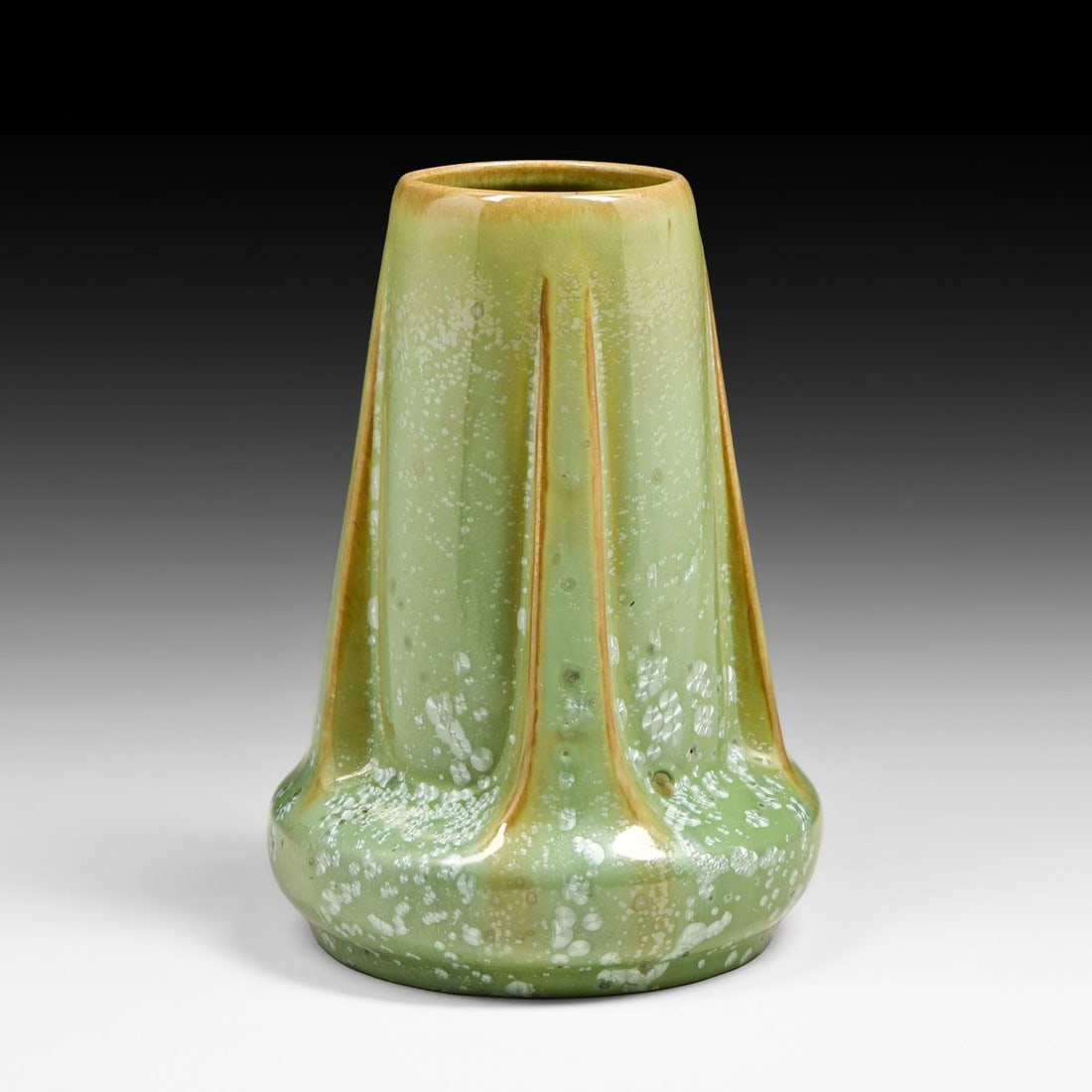 Fulper Pottery Leopardskin Buttress Vase c1917-1920: Fulper Pottery Leopardskin Buttress Vase c1917-1920. Signed. Perfect condition. 8.25"h x 6"d FREE NATIONWIDE SHIPPING Free Nationwide Shipping within the lower 48 states for all purchases at our