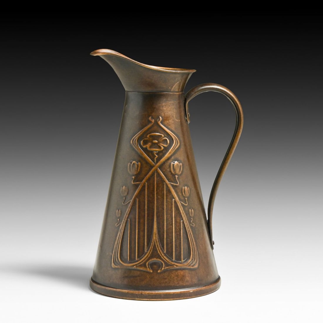 Joseph Sankey & Sons - English Art Nouveau Copper Pitcher c1900s (1 of 5)