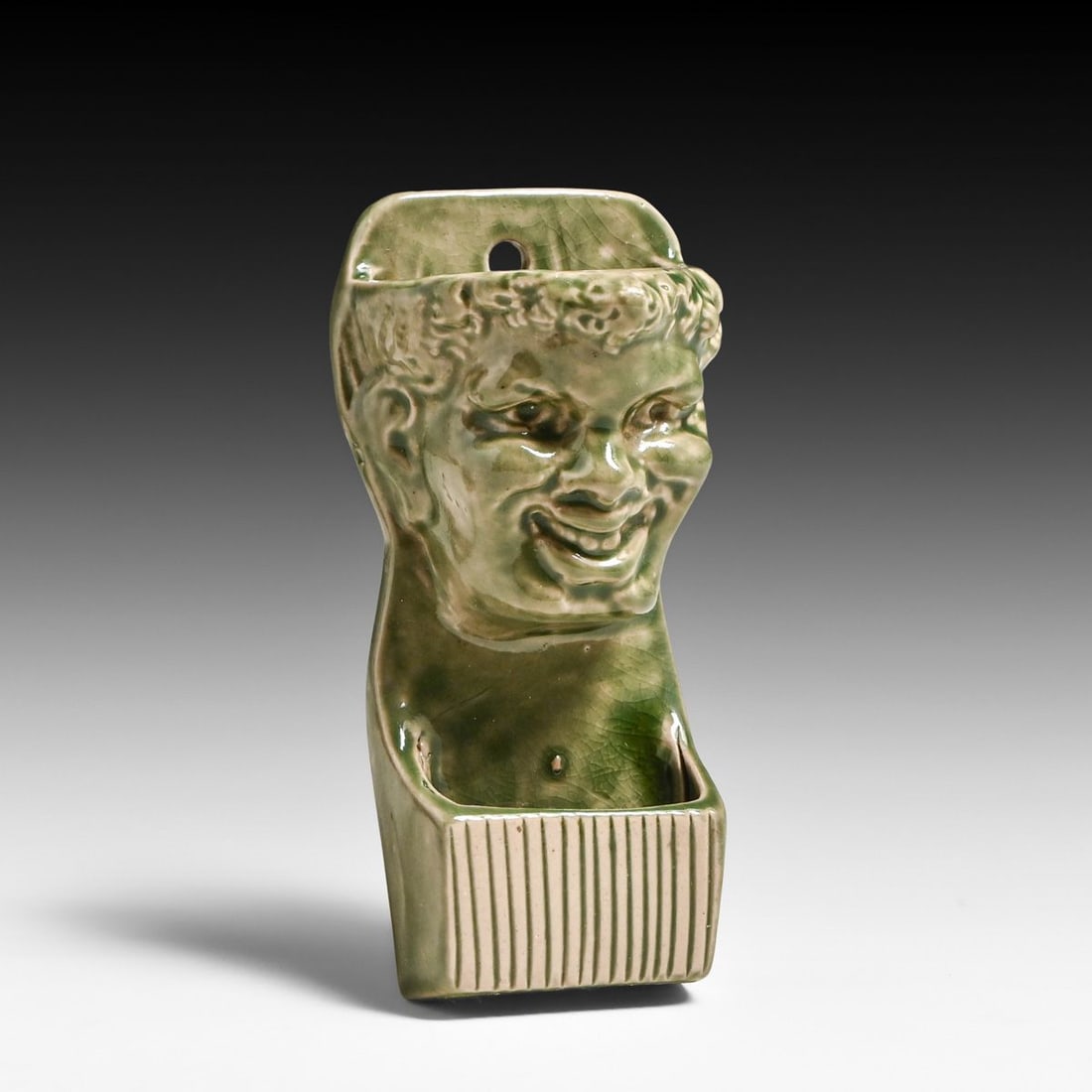 Chelsea Keramic Art Works Satyr Comedy Mask Ceramic Match Holder & Striker c1880s: Chelsea Keramic Art Works Satyr Comedy Mask Ceramic Match Holder & Striker c1880s. Signed. Perfect condition. 4.5"h x 2"w x 2" FREE NATIONWIDE SHIPPING Free Nationwide Shipping within the lower 48
