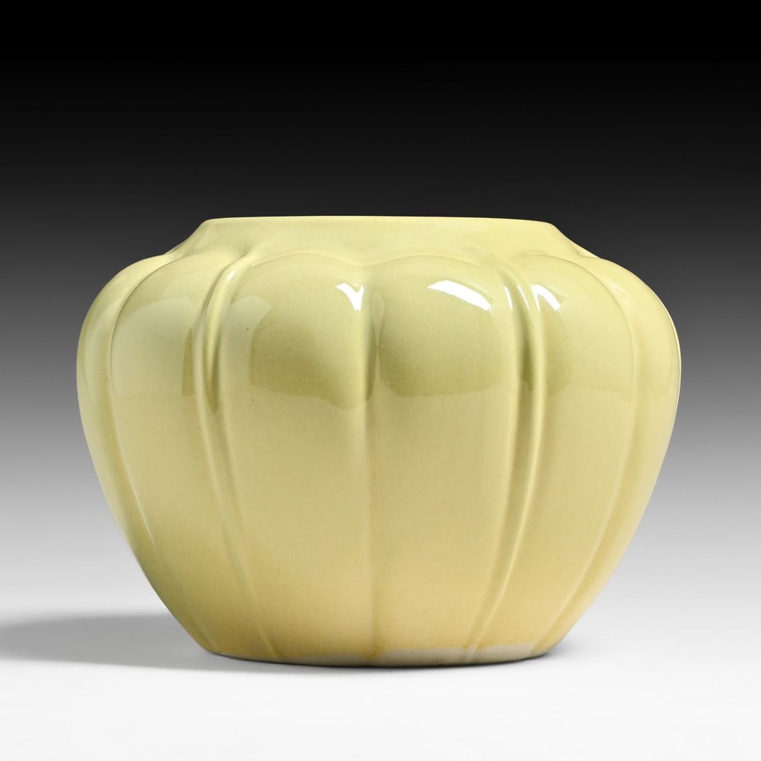 California Faience Porcelain Ribbed Yellow Vase c1927 (1 of 4)