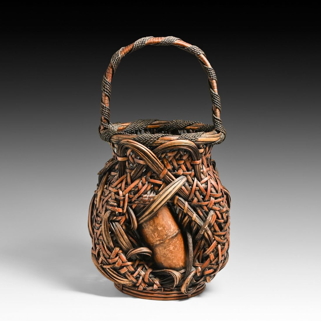 Exceptional Japanese "Rough-Plaited" Bamboo Flower Basket (1 of 5)