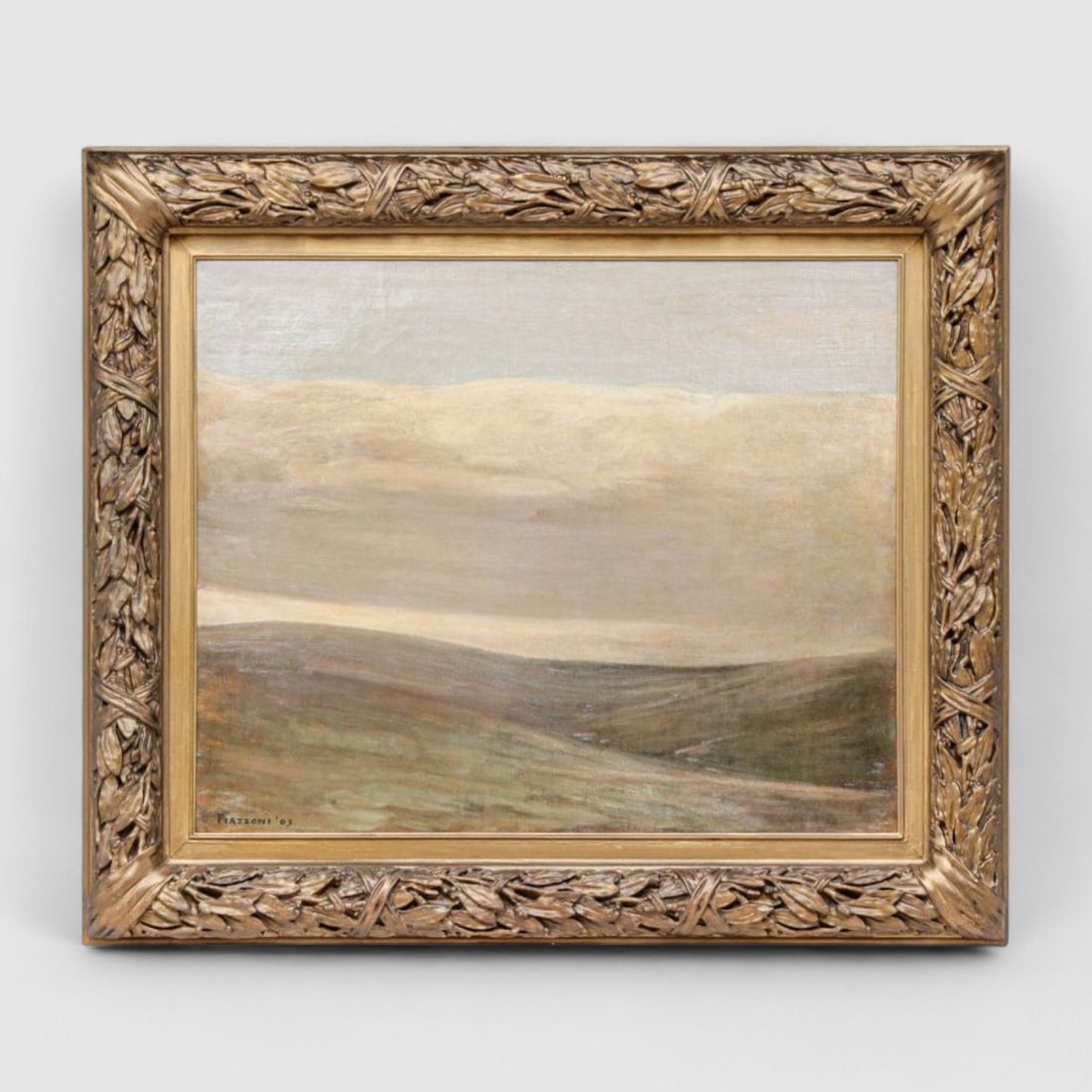 Gottardo Piazzoni (1872-1945) San Francisco Tonalist Painting "Dawn" 1903: Gottardo Piazzoni (1872-1945) San Francisco Tonalist Painting "Dawn" 1903. This is an early example of Tonalism, a style that emerged in the late 19th and early 20th centuries. Using a limited and