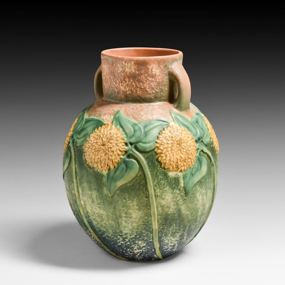 Roseville Pottery Sunflower Two-Handled Vase c1930s - 2