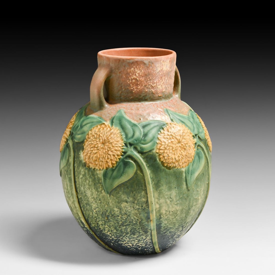 Roseville Pottery Sunflower Two-Handled Vase c1930s - 3