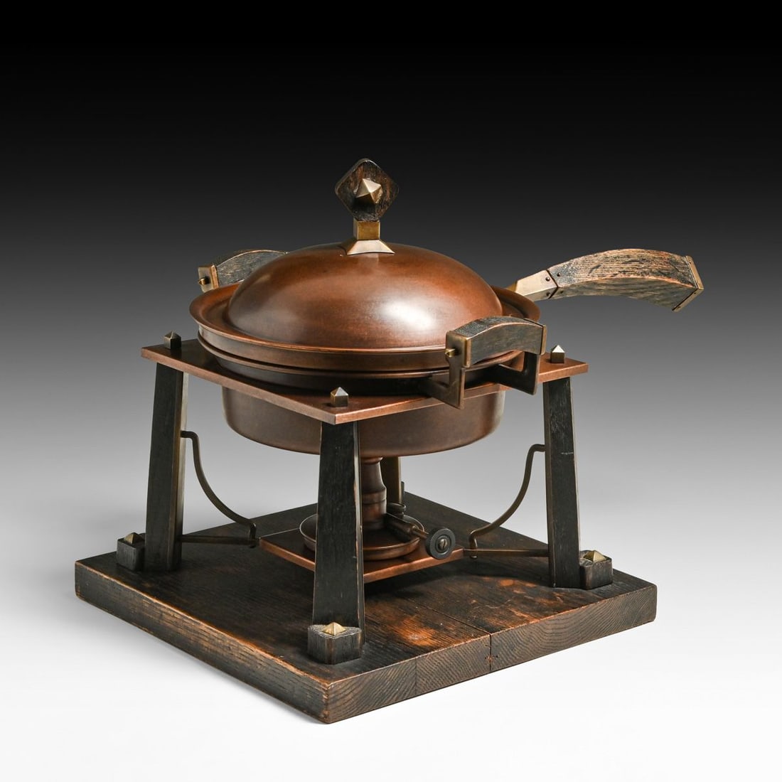 Sternau & Co New York Copper & Oak Chafing Dish c1910 (1 of 14)