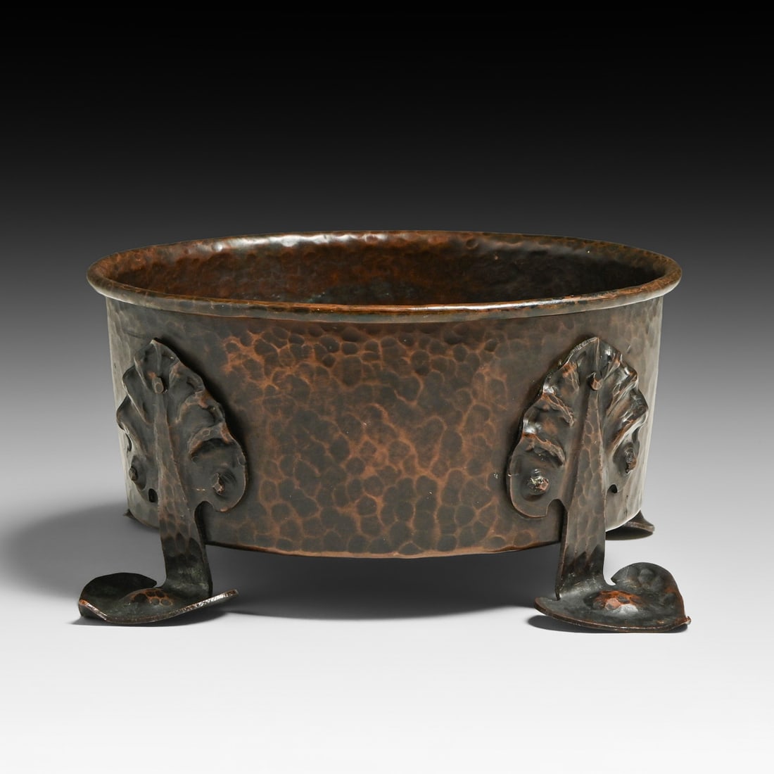 Benedict Studios Hammered Copper Four-Footed Vase c1910 - 2