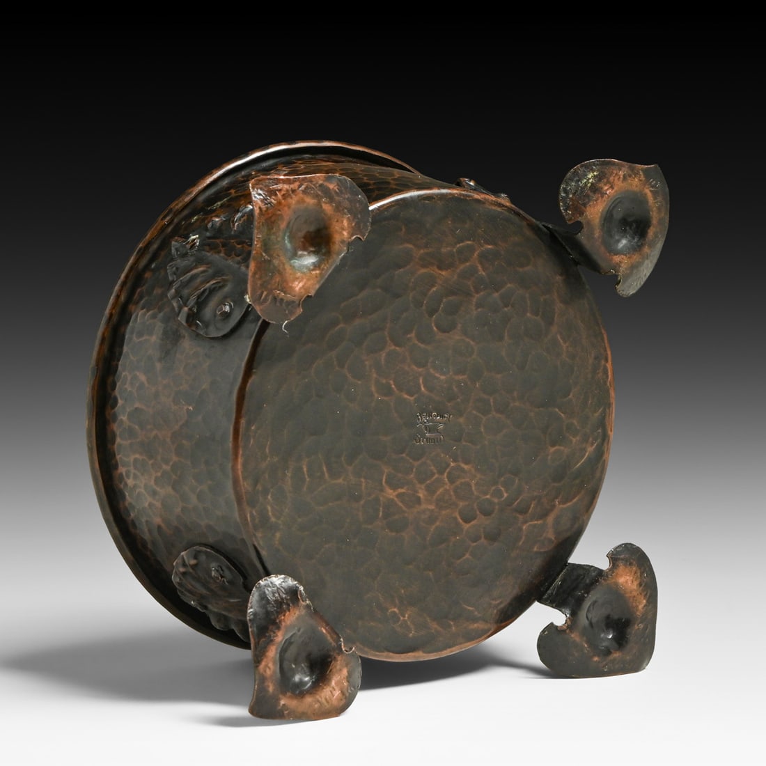 Benedict Studios Hammered Copper Four-Footed Vase c1910 - 3