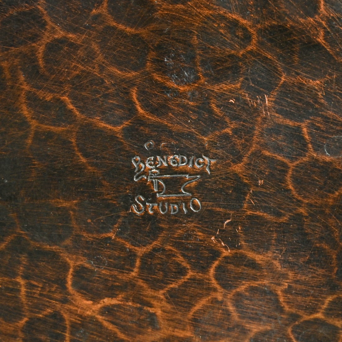 Benedict Studios Hammered Copper Four-Footed Vase c1910 - 4