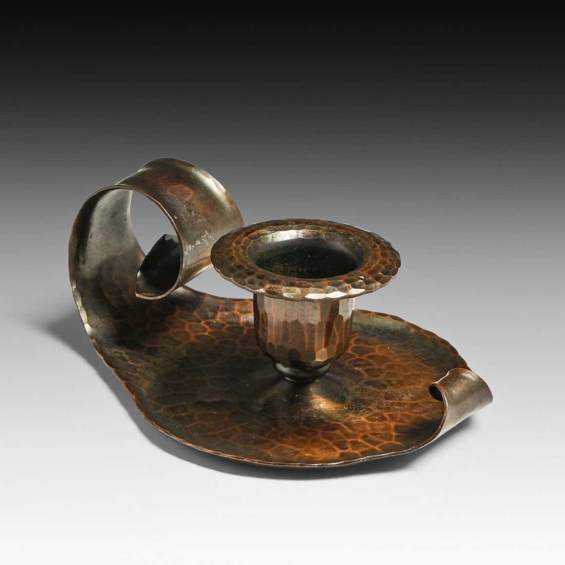 Roycroft Hammered Copper Loop Handle Candlestick c1920s (1 of 6)