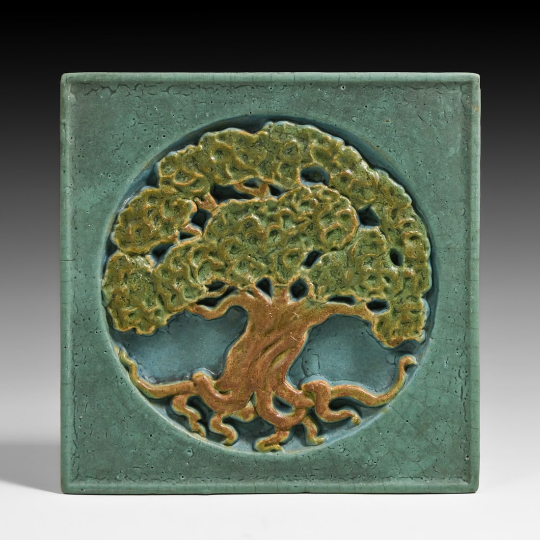 Rookwood Faience Tree-of-Life Tile c1910: Rookwood Faience Tree-of-Life Tile c1910. Signed. Front surface in perfect condition. 8" x 8" FREE NATIONWIDE SHIPPING Free Nationwide Shipping within the lower 48 states for all purchases at our