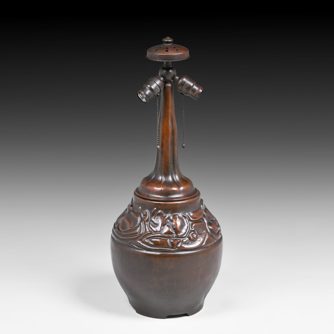 Handel Overlay Geometric Heart-Leaf Border Lamp c1910 - 6