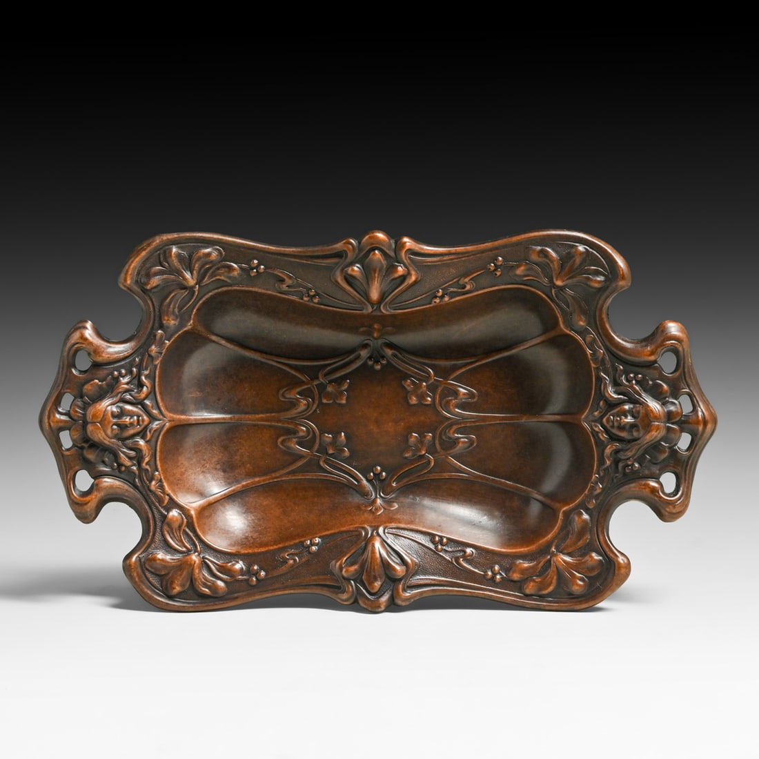 WMF - German Art Nouveau Repousse Copper Tray c1905: WMF - German Art Nouveau Repousse Copper Tray c1905. Unsigned. Excellent new patina. 9.75" x 5.5" FREE NATIONWIDE SHIPPING Free Nationwide Shipping within the lower 48 states for all purchases at our
