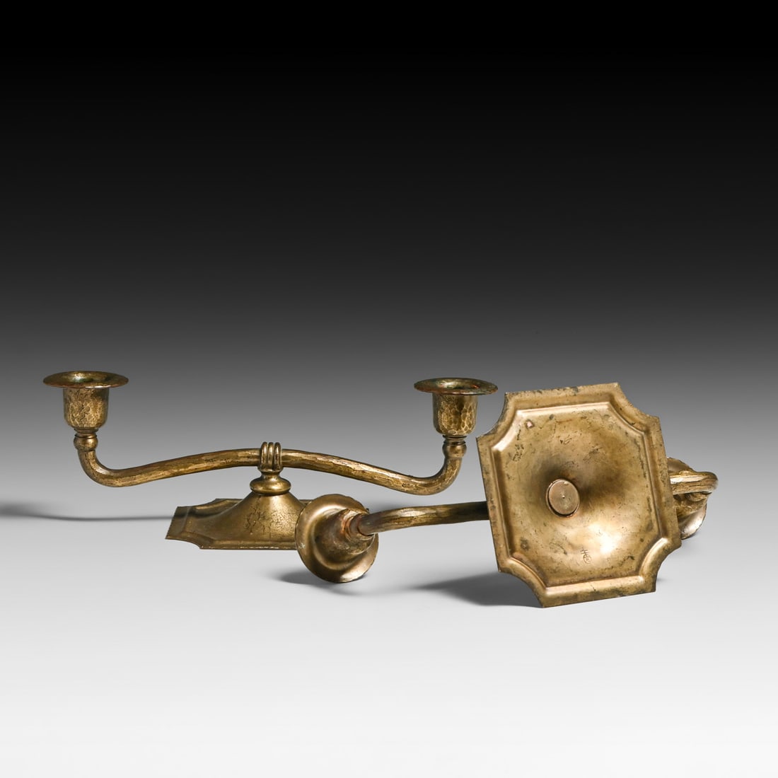 Pair Roycroft Hammered Copper Double Candlesticks c1920s - 4