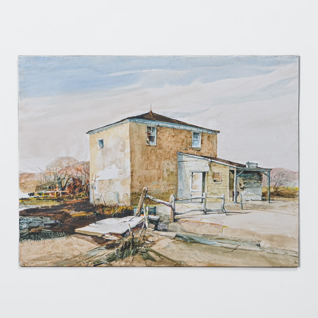 John Brock Lear Jr. (American, 1910–2008) Rustic Barn Landscape Watercolor 1985: John Brock Lear Jr. (American, 1910–2008) Rustic Barn Landscape Watercolor 1985. Signed. Excellent condition. Unframed 15"h x 20"w FREE NATIONWIDE SHIPPING Free Nationwide Shipping within the lower