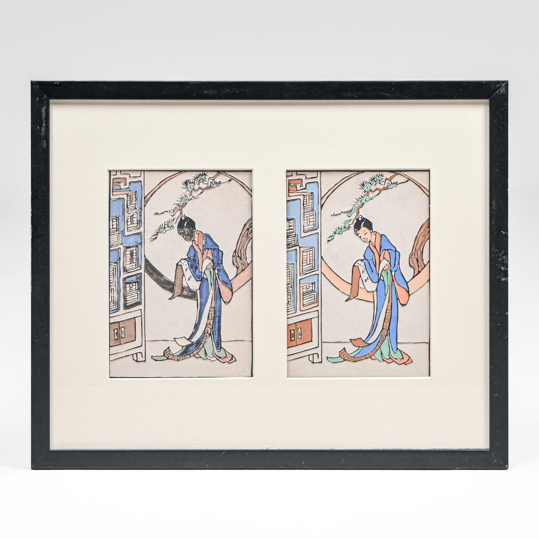 Bertha Lum (1869-1954) Acrylic on Board "The Chinese Poetress Li Yi Am" 1920s: Bertha Lum (1869-1954) Acrylic on Board ”The Chinese Poetress Li Yi Am”c1920s. Unsigned. Excellent condition. Each image 6.5"h x 4.5"w. Frame 12.25"h x 15"w FREE NATIONWIDE SHIPPING Free