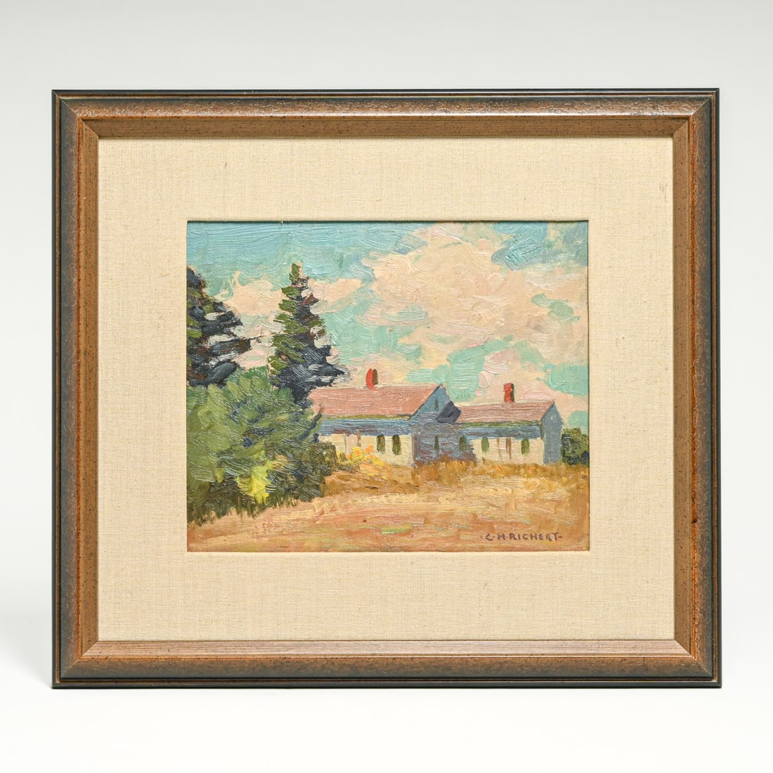 Charles Henry Richert (1880-1974) New England Farm Painting c1920s (1 of 5)