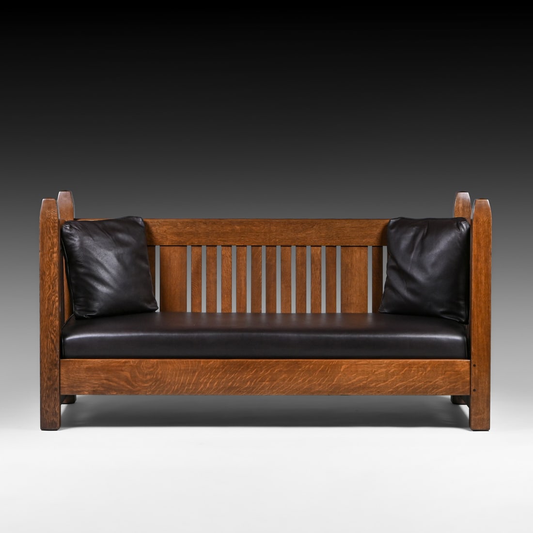 L&JG Stickley #222 Oak Evenarm Settle c1910 - 2