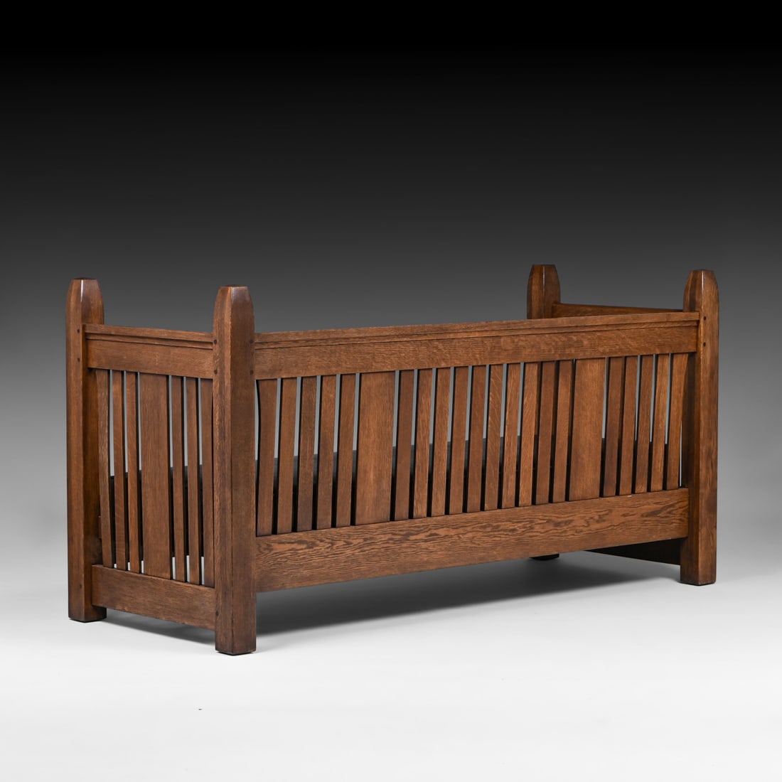 L&JG Stickley #222 Oak Evenarm Settle c1910 - 4