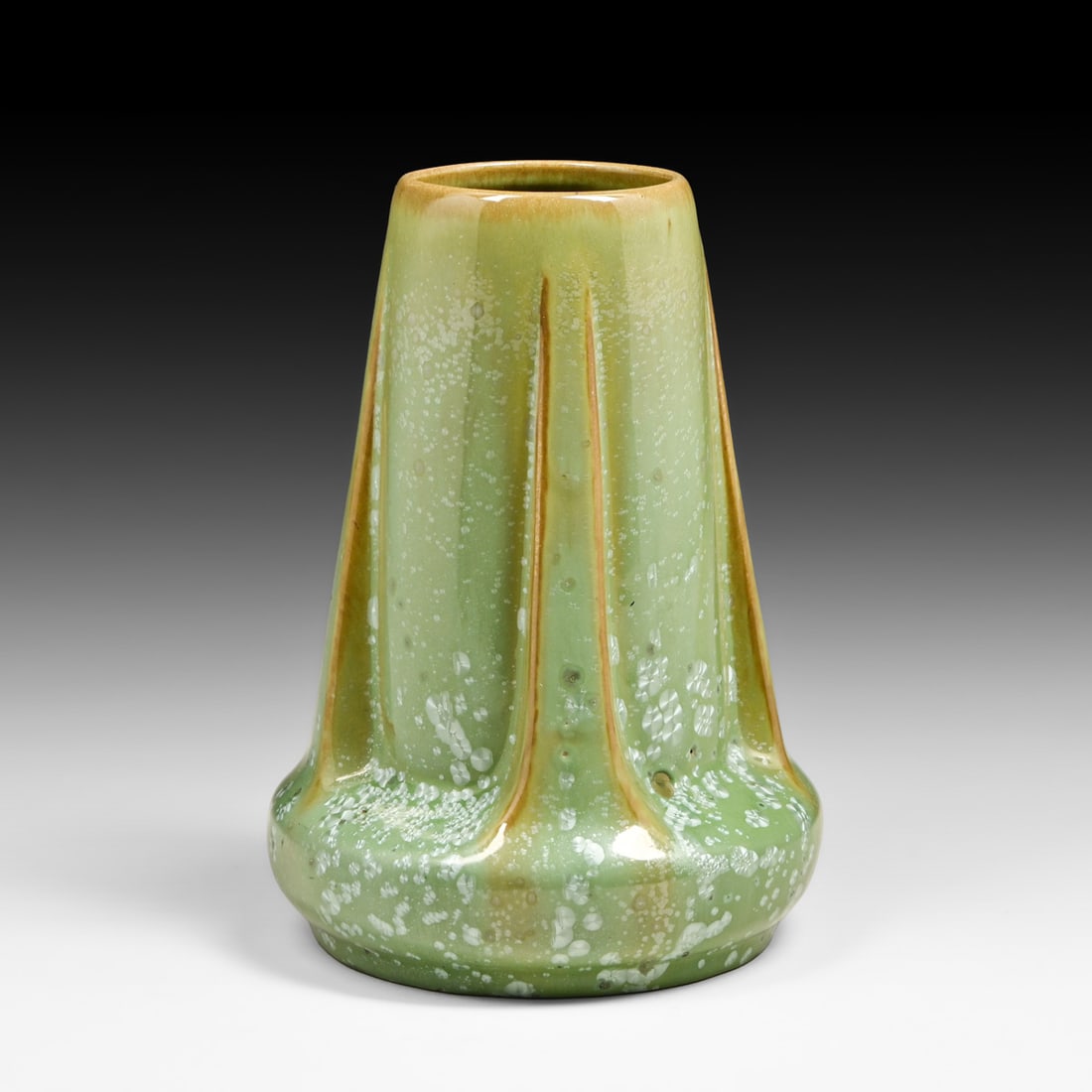 Fulper Pottery Leopardskin Buttress Vase c1917-1920: Fulper Pottery Leopardskin Buttress Vase c1917-1920. Signed. Perfect condition. 8.25"h x 6"d FREE NATIONWIDE SHIPPING Free Nationwide Shipping within the lower 48 states for all purchases at our Two-D