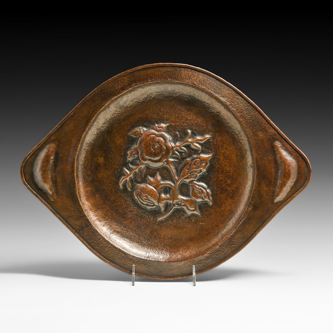 Henrietta Candalot (b. 1916) Student of Agatha van Erp Repousse Hammered Copper Tray c1930s: Henrietta Candalot (b. 1916) Student of Agatha van Erp Repousse Hammered Copper Tray c1930s. Candalot was a student of Agatha van Erp at her Metalcraft workshop in San Francisco's Fisherman's Wharf. S