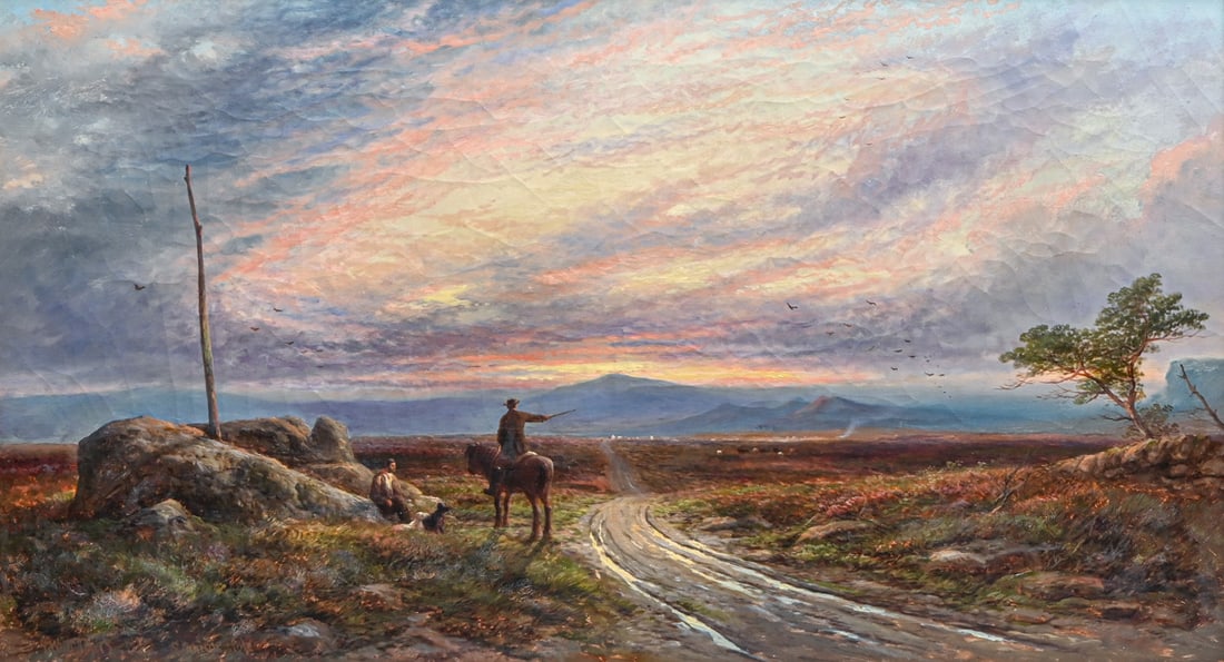 Joseph Wrightson McIntyre (British 1841 - 1897) Large Oil Painting "Stanage Pole" c1870s: Joseph Wrightson McIntyre (British 1841 - 1897) Large Oil Painting "Stanage Pole" c1870s. Signed. Excellent condition. "Stanage Pole" refers to a landmark on the moors that marks the border between
