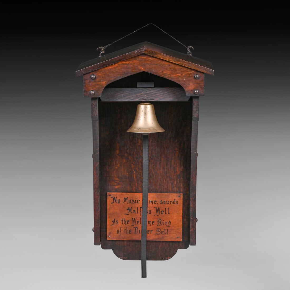 Jamestown Furniture Co Oak Dinner Bell c1910: Jamestown Furniture Co Oak Dinner Bell c1910. Unsigned. Excellent original finish. 25.5"h x 18.75"w x 7.75"d FREE NATIONWIDE SHIPPING Free Nationwide Shipping within the lower 48 states for all
