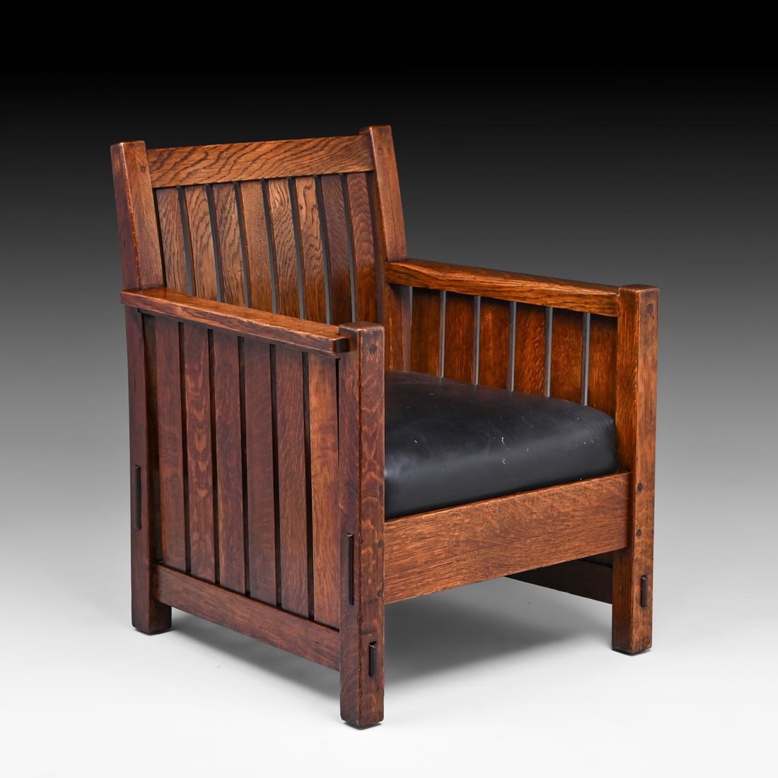 L&JG Stickley #408 Prairie School Armchair c1908-1912: L&JG Stickley #408 Prairie School Armchair c1908-1912. Signed. Excellent original finish. Rock solid sturdy. 32"h x 27"w x 26.5"d FREE NATIONWIDE SHIPPING Free Nationwide Shipping within the lower 48