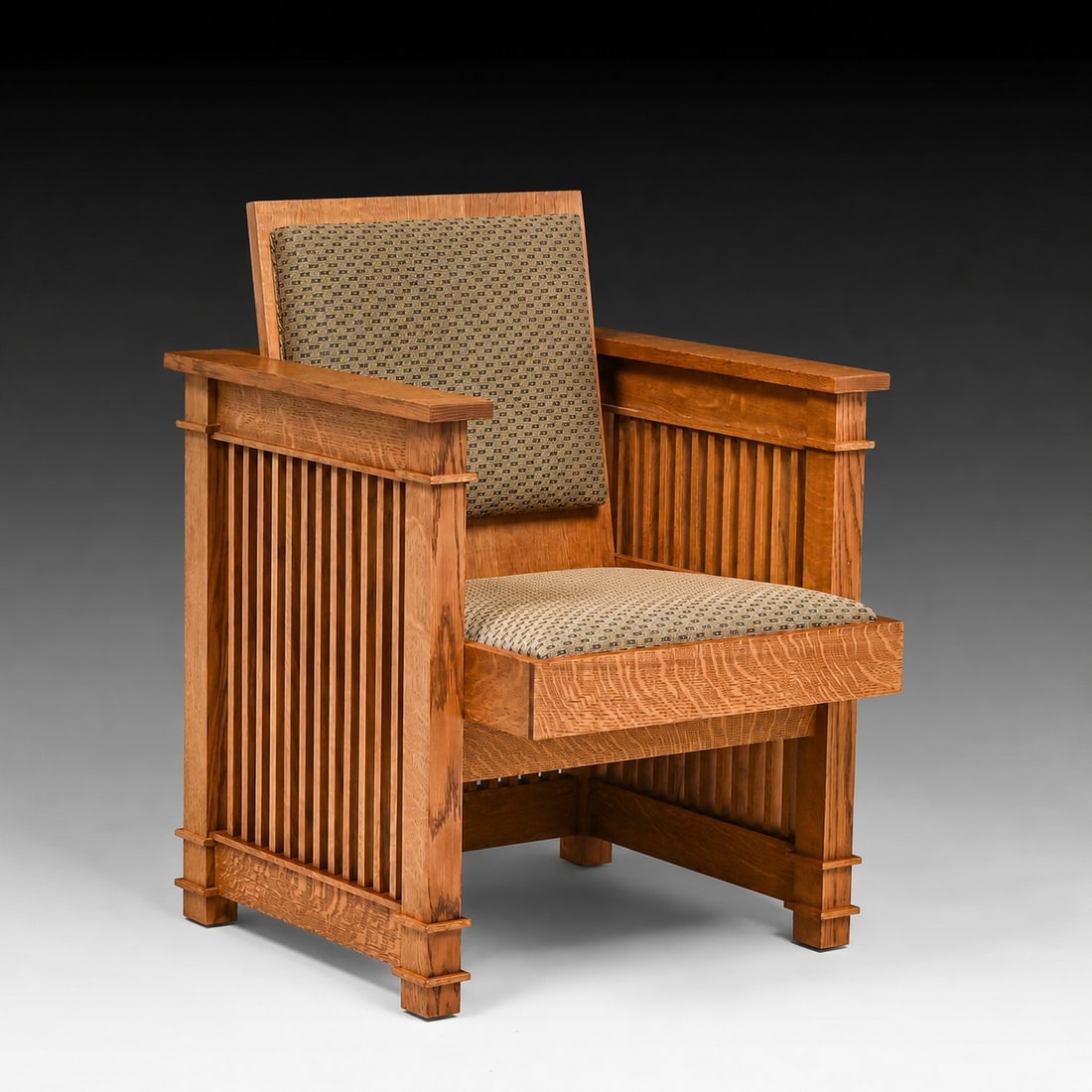 Warren Hile Studio Frank Lloyd Wright Prairie School Spindle Cube Chair c1990s (1 of 4)