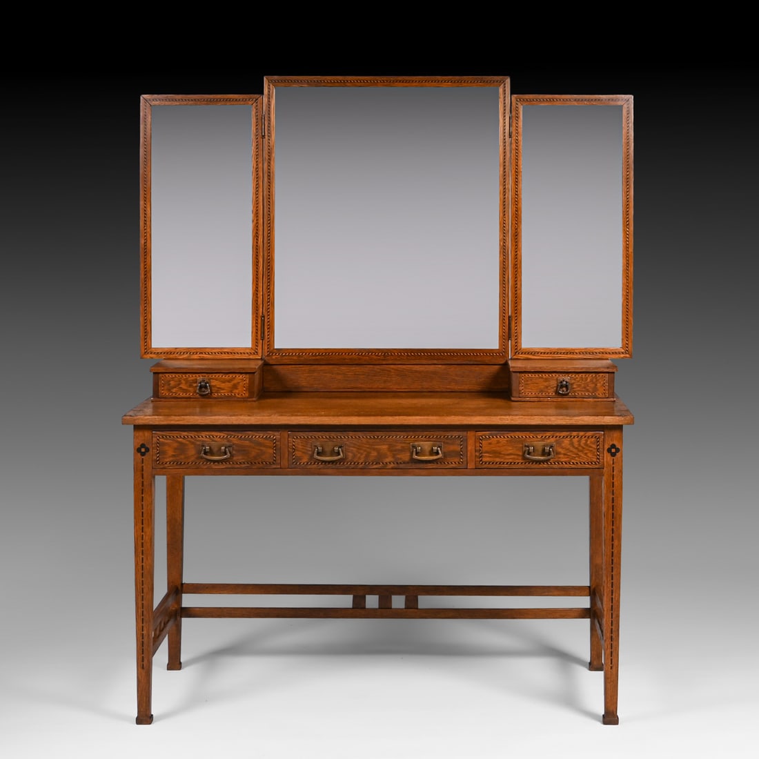 John Bradstreet – St Paul, MN Inlaid Five-Drawer Vanity c1910 (1 of 12)