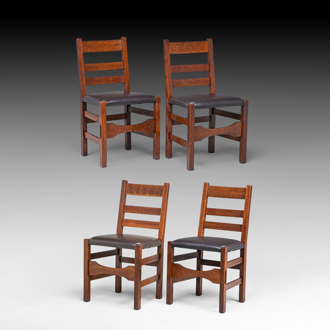 Stickley Brothers Oak Ladderback Dining Chairs c1905 (1 of 4)