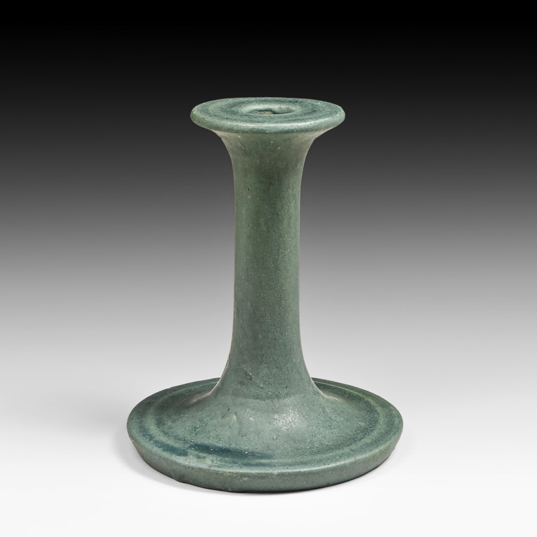Minneapolis Handicraft Guild Matte Blue Candlestick 1904-1918: Minneapolis Handicraft Guild Matte Blue Candlestick 1904-1918. Signed. Invisible professional restoration to small glaze skip on rim, otherwise perfect condition. 7"h x 5.75"d FREE NATIONWIDE
