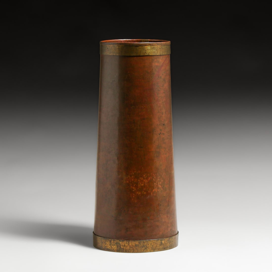 Thomas McGlynn Hammered Copper & Brass Vase c1912: Thomas McGlynn Hammered Copper & Brass Vase c1912. Unsigned. Provenance: McGlynn Family. Excellent original patina. McGlynn was an artist in San Francisco, worked as chief draftsman for Arthur