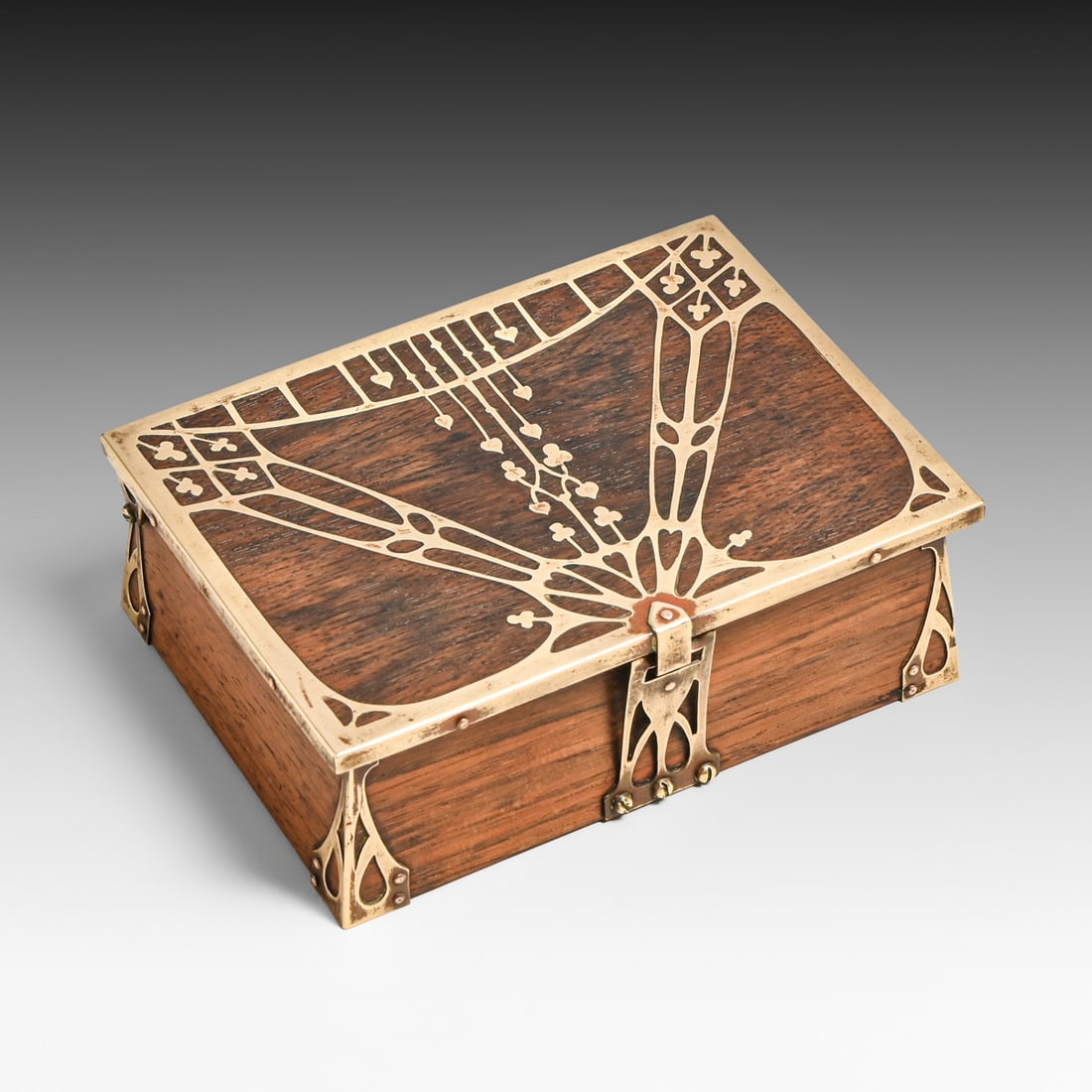 Erhard & Sohne – German Art Nouveau Secessionist Mahogany & Brass Box c1905 (1 of 5)