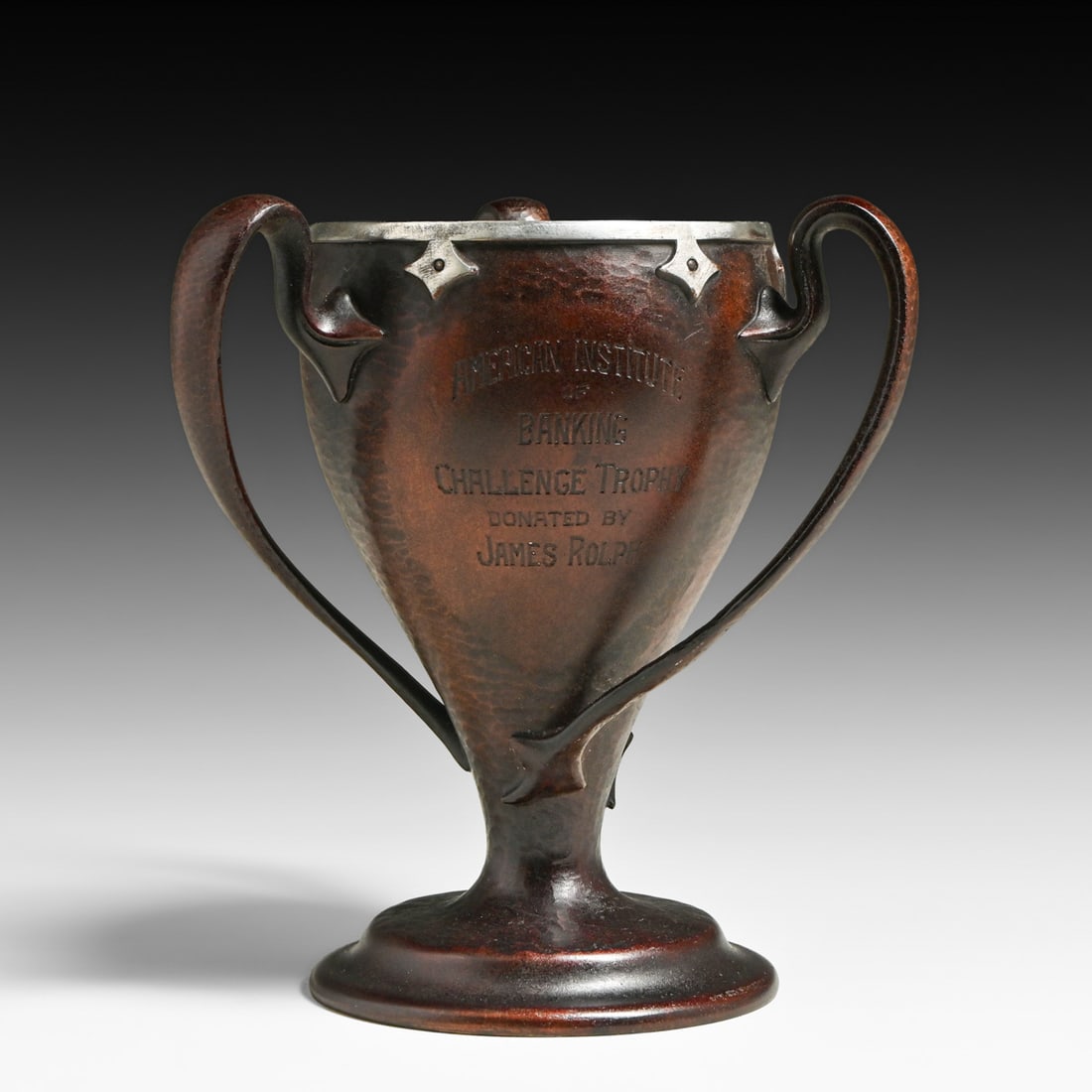 Joseph Heinrichs Hammered Copper & Silver Three-Handled Presentation Vase c1905 (1 of 4)