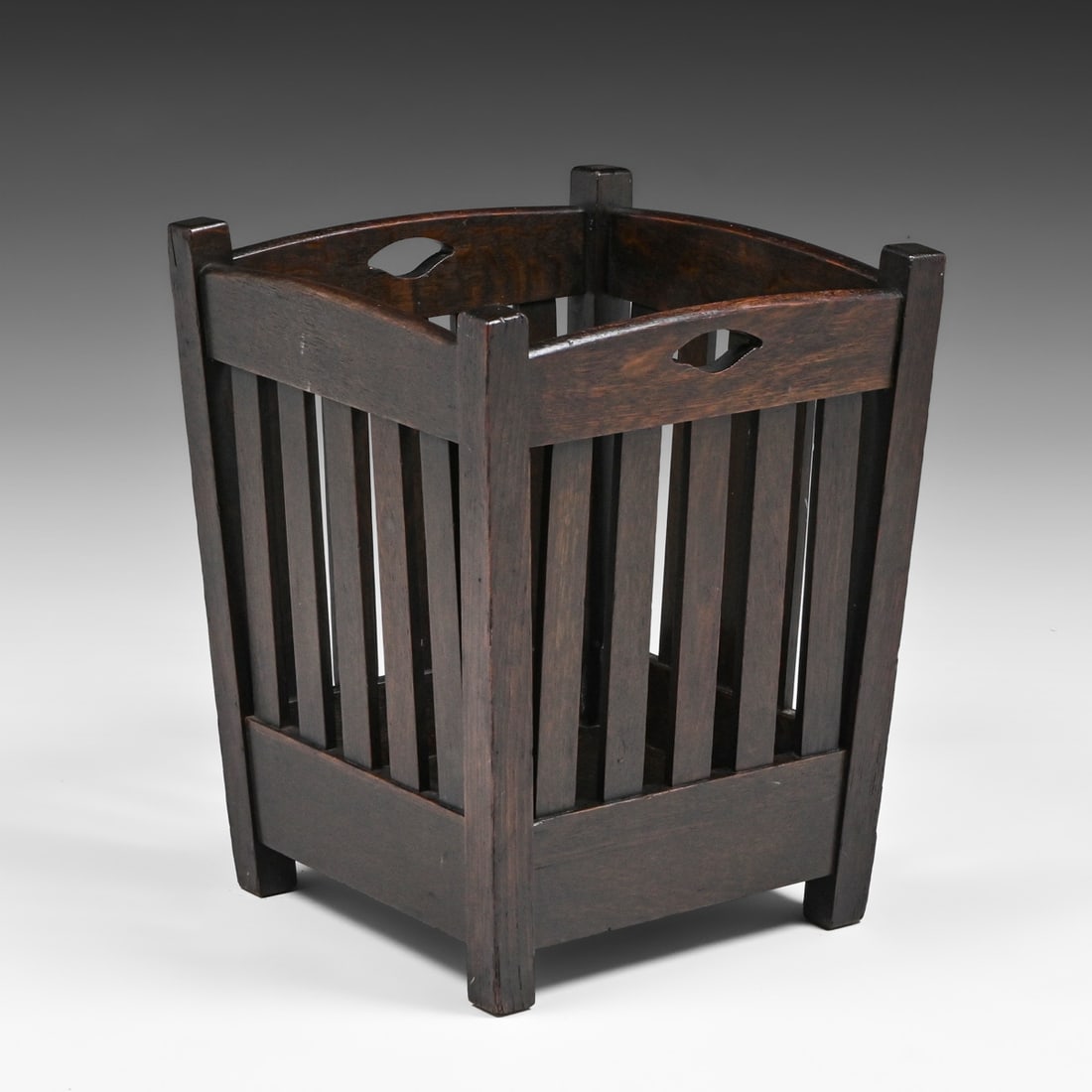 Stickley Brothers Square Oak Wastebasket c1910: Stickley Brothers Square Oak Wastebasket c1910. Signed. Color added to original finish. 18"h x 14" x 14" FREE NATIONWIDE SHIPPING Free Nationwide Shipping within the lower 48 states for all purchases